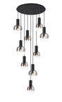 Withe 62.5cm Round Pendant, 9 x E27, Satin Black/Smoke Fade Wine Glass Item Weight: 16kg