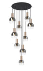 Withe 62.5cm Round Pendant, 9 x E27, Titanium Gold/Satin Black/Smoke Fade Wine Glass Item Weight: 16kg