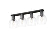 Withe 105.5 x 23.5cm Linear Ceiling Light, 4 x E27, Gun Metal/Satin Black/Clear Wine Glass