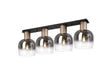 Withe 105.5 x 23.5cm Linear Ceiling Light, 4 x E27, Titanium Gold/Satin Black/Smoke Fade Wine Glass