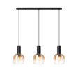 Withe Linear Pendant, 3 x E27, Satin Black/Amber Fade Wine Glass