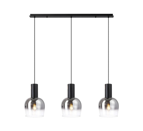 Withe Linear Pendant, 3 x E27, Satin Black/Smoke Fade Wine Glass