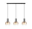 Withe Linear Pendant, 3 x E27, Gun Metal/Satin Black/Amber Fade Wine Glass