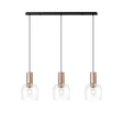 Withe Linear Pendant, 3 x E27, Titanium Gold/Satin Black/Clear Wine Glass
