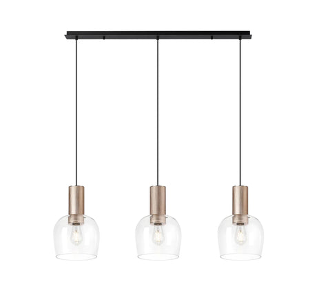 Withe Linear Pendant, 3 x E27, Titanium Gold/Satin Black/Clear Wine Glass
