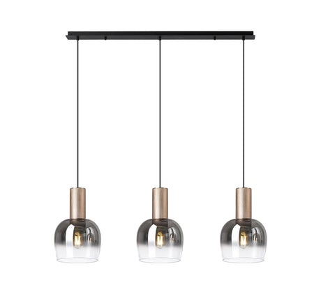 Withe Linear Pendant, 3 x E27, Titanium Gold/Satin Black/Smoke Fade Wine Glass