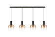 Withe Linear Pendant, 4 x E27, Satin Black/Amber Fade Wine Glass