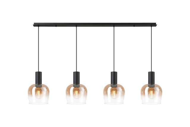 Withe Linear Pendant, 4 x E27, Satin Black/Amber Fade Wine Glass