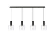 Withe Linear Pendant, 4 x E27, Satin Black/Clear Wine Glass