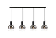 Withe Linear Pendant, 4 x E27, Satin Black/Smoke Fade Wine Glass