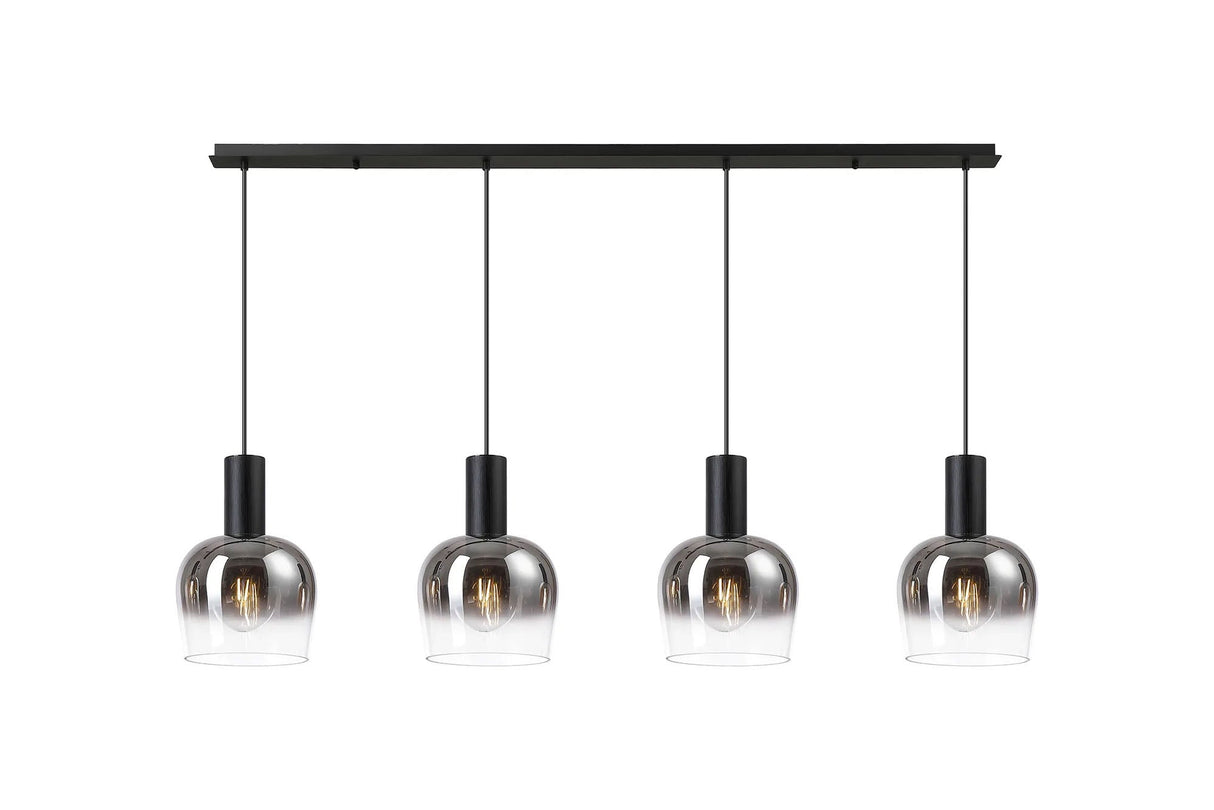 Withe Linear Pendant, 4 x E27, Satin Black/Smoke Fade Wine Glass