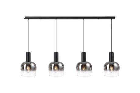 Withe Linear Pendant, 4 x E27, Satin Black/Smoke Fade Wine Glass