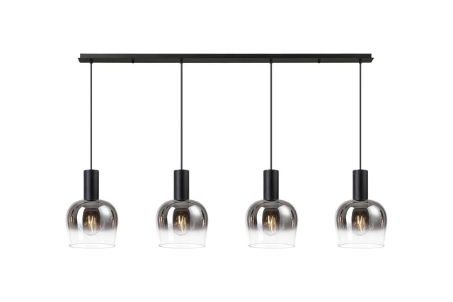 Withe Linear Pendant, 4 x E27, Satin Black/Smoke Fade Wine Glass