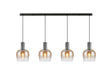 Withe Linear Pendant, 4 x E27, Gun Metal/Satin Black/Amber Fade Wine Glass