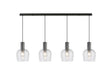 Withe Linear Pendant, 4 x E27, Gun Metal/Satin Black/Clear Wine Glass