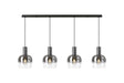 Withe Linear Pendant, 4 x E27, Gun Metal/Satin Black/Smoke Fade Wine Glass
