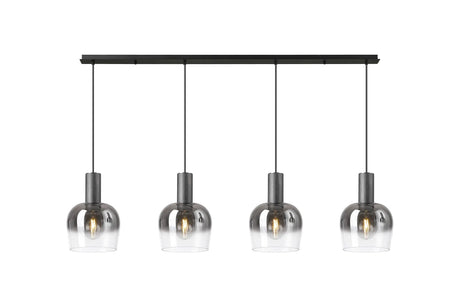 Withe Linear Pendant, 4 x E27, Gun Metal/Satin Black/Smoke Fade Wine Glass