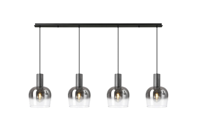 Withe Linear Pendant, 4 x E27, Gun Metal/Satin Black/Smoke Fade Wine Glass