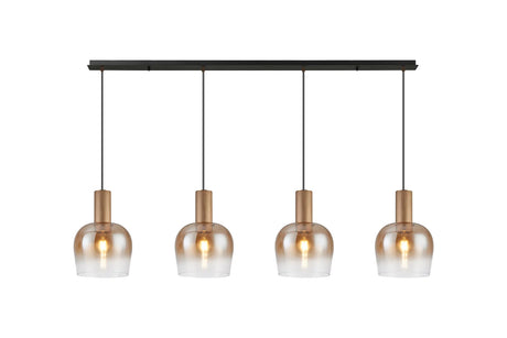 Withe Linear Pendant, 4 x E27, Titanium Gold/Satin Black/Amber Fade Wine Glass