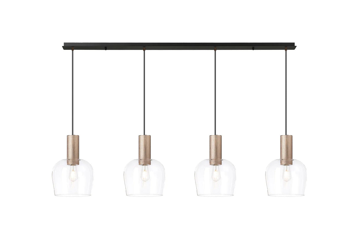 Withe Linear Pendant, 4 x E27, Titanium Gold/Satin Black/Clear Wine Glass