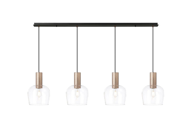 Withe Linear Pendant, 4 x E27, Titanium Gold/Satin Black/Clear Wine Glass