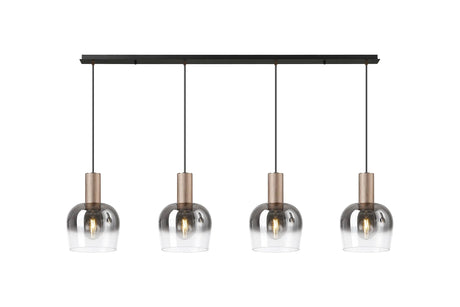 Withe Linear Pendant, 4 x E27, Titanium Gold/Satin Black/Smoke Fade Wine Glass