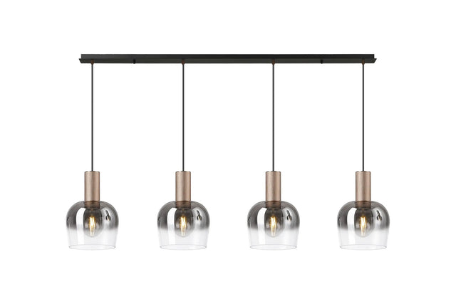 Withe Linear Pendant, 4 x E27, Titanium Gold/Satin Black/Smoke Fade Wine Glass