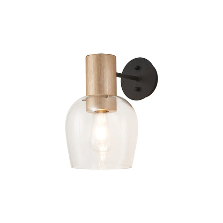 Withe Wall Light, 1 x E27, Titanium Gold/Clear Wine Glass