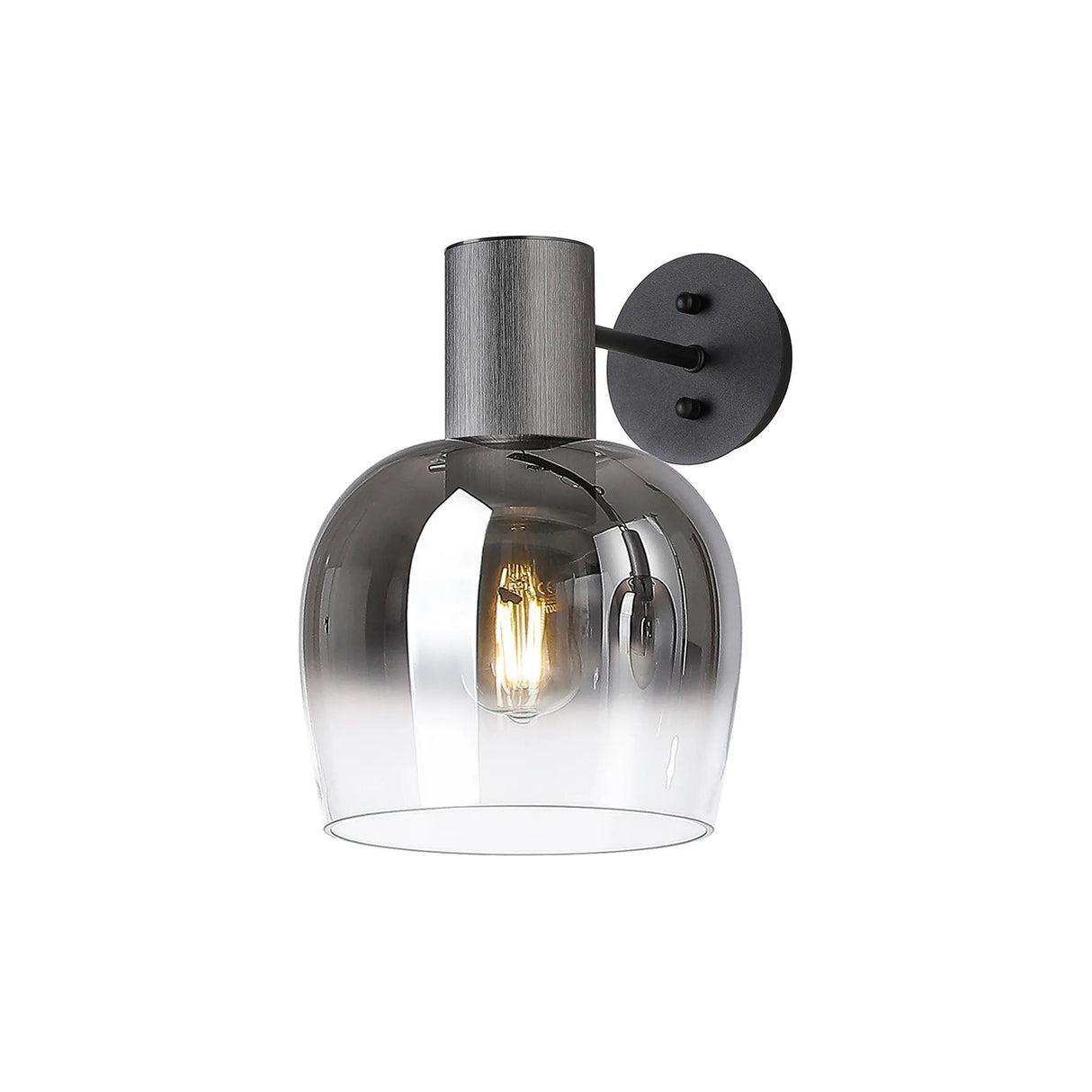 Withe Wall Light, 1 x E27, Gun Metal/Smoke Fade Wine Glass