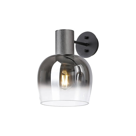 Withe Wall Light, 1 x E27, Gun Metal/Smoke Fade Wine Glass
