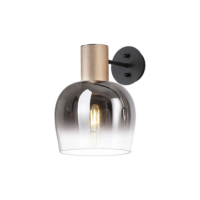 Withe Wall Light, 1 x E27, Titanium Gold/Smoke Fade Wine Glass