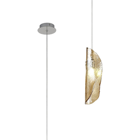 Young Pendant 2m, 1 x G9, Polished Chrome/Amber Glass