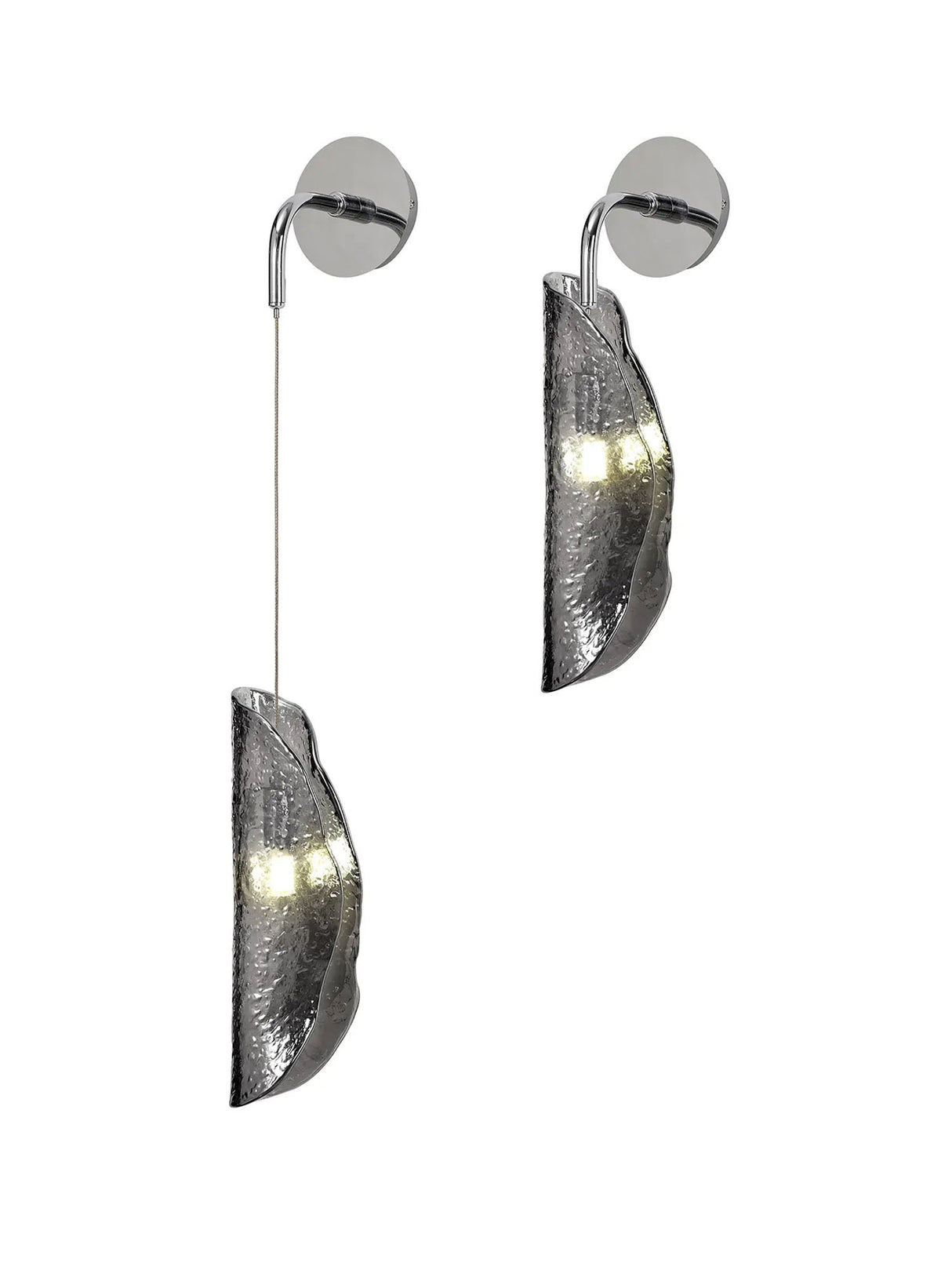 Young Adjustable Wall Light, 1 x G9, Polished Chrome/Smoked Glass