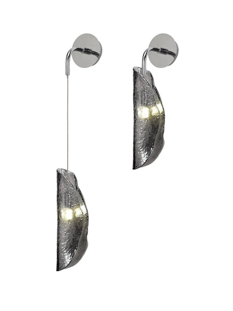 Young Adjustable Wall Light, 1 x G9, Polished Chrome/Smoked Glass