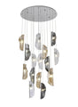 Young Pendant 3m, 15 x G9, Polished Chrome/Clear & Amber & Smoked Glass
