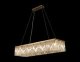 Rectangular Pendant Chandelier, 16 Light E14, Gold/Crystal 120x37cm - HH5840GO