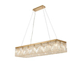 Rectangular Pendant Chandelier, 16 Light E14, Gold/Crystal 120x37cm - HH5840GO