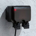 IP66 13A 2G DP switched socket with neons - Black